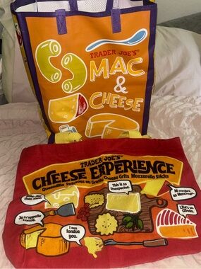 💕Trader Joe's Reusable Tote Bag Set - comfort Food tote bag & cheese bag tote💕